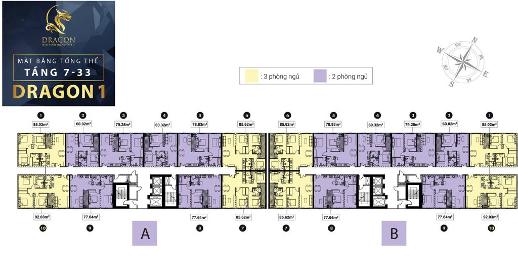 Mặt bằng tổng thể tầng 7-33 Dragon 1