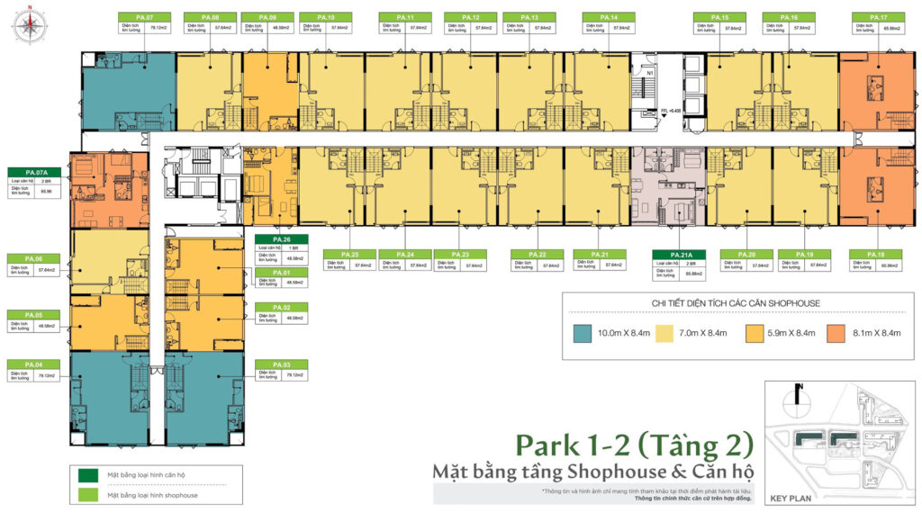 Mặt bằng tầng 2 block P1+P2