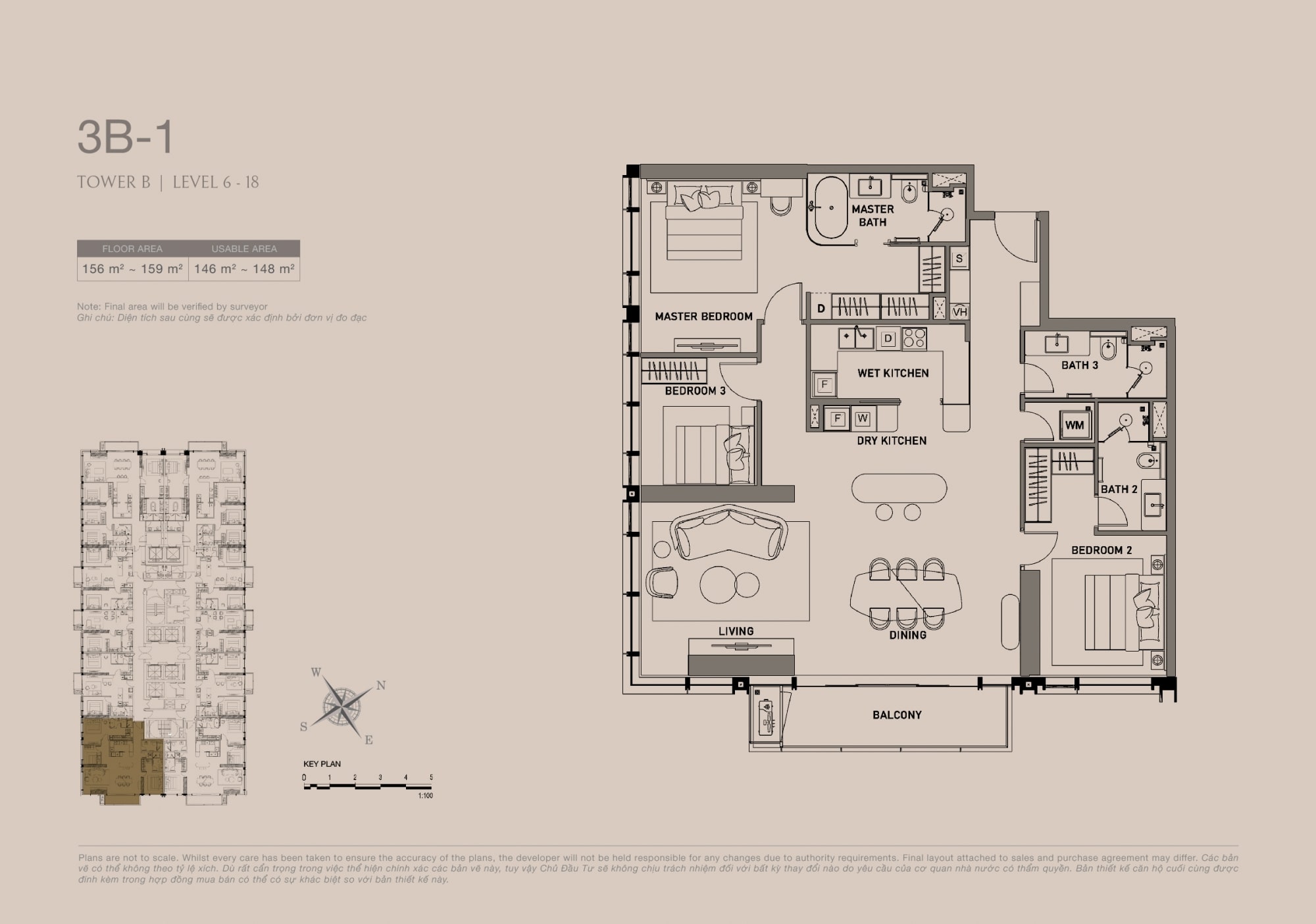 Layout và kiểu căn hộ 3 phòng ngủ