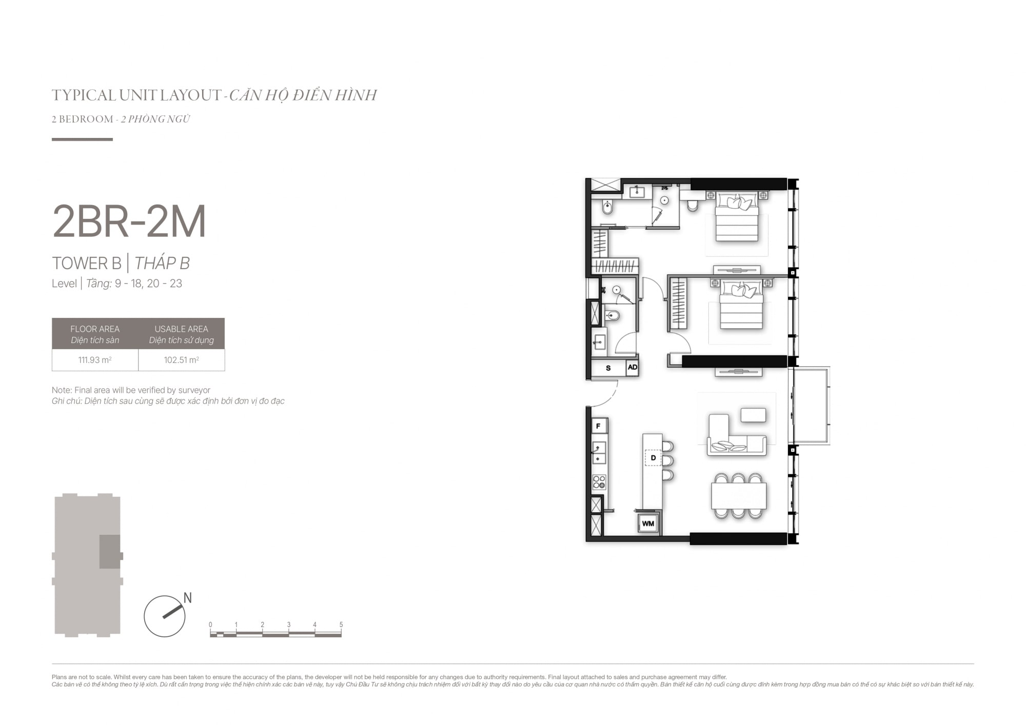 Layout và kiểu căn hộ 2 phòng ngủ