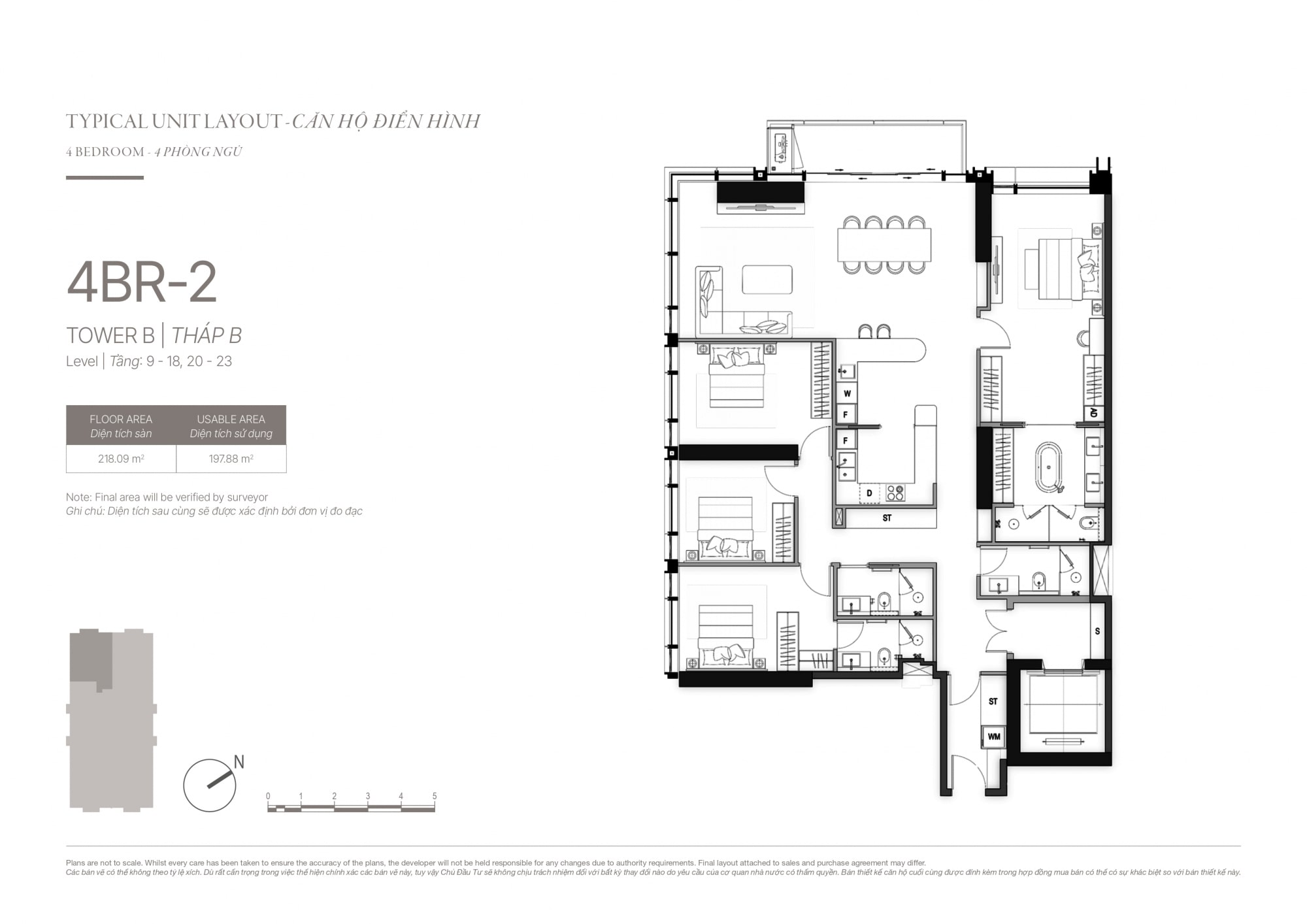 Layout và kiểu căn hộ 4 phòng ngủ