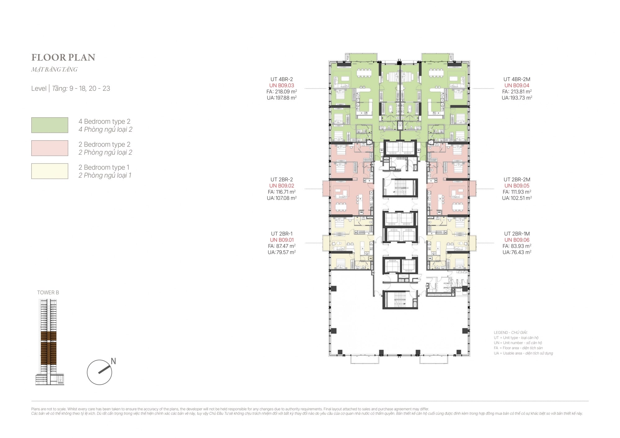 Mặt bằng tầng 9-19, 20-23