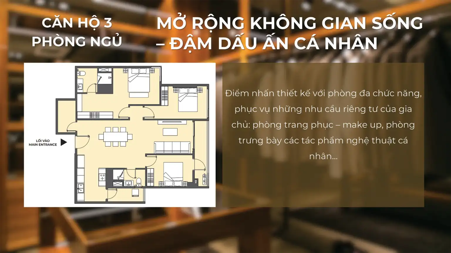 Layout điển hình căn hộ 3PN